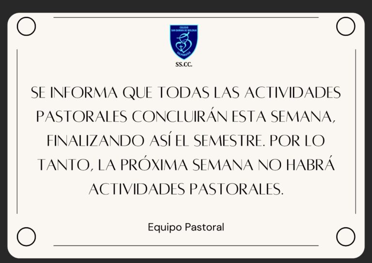 Finaliza semestre pastoral
